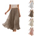 thumbnail image 1 of Tulle Skirts for Women Elastic Waist Pleated Mesh A Line Flowy Midi Skirt Elegant Tutu Skirt, 1 of 6
