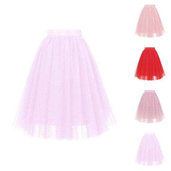 Tulle Skirts for Women Elegant Mesh Layered Flowy A Line Midi Skirt Ballet Tutu Skirts