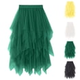 thumbnail image 1 of Tulle Skirts for Women High Low Layered Irregular A-Line Midi Skirt Fairy Tutu Women High Elastic Waist Party Skirt Yellow, 1 of 3