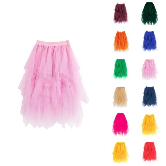 Tulle Skirts for Women High Low Layered Puffy Fairy Skirts High Waisted Irregular Tutu Skirt