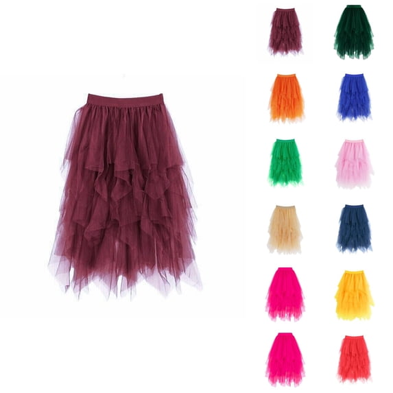 Tulle Skirts for Women High Low Layered Puffy Fairy Skirts High Waisted Irregular Tutu Skirt