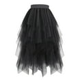 thumbnail image 1 of Tulle Skirts for Women High Waist Elastic Midi Skirt A-line Irregular Layered Mesh Tutu Skirts, 1 of 3