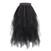 Tulle Skirts for Women High Waist Elastic Midi Skirt A-line Irregular Layered Mesh Tutu Skirts