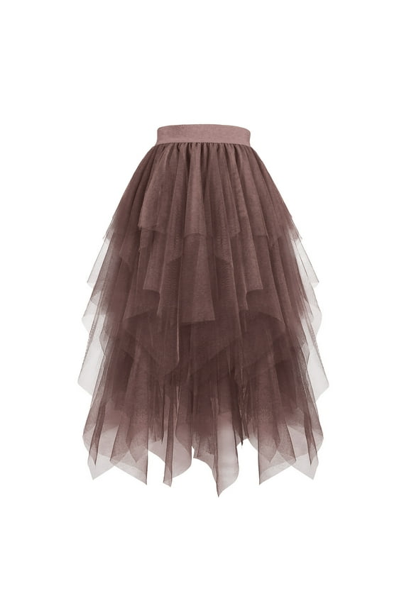 Tulle Skirts for Women High Waist Puffy Skirts A-line Midi Irregular Skirt