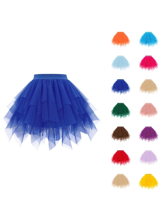 Tulle Skirts for Women High Waisted Irregular Mesh Layered A Line Mini Tutu Skirt Elegant Puffy Fairy Skirts