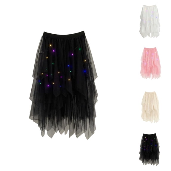 Tulle Skirts for Women with Light High Waisted Irregular Mesh Layered Puffy Fairy Skirts A Line Midi Tutu Skirt