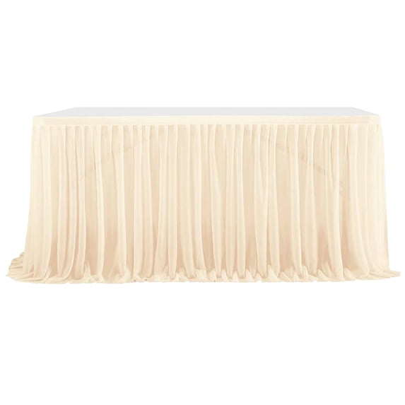 Tulle Table Skirt 75 cm x 122 cm White Polyester Ruffled Transparent Table Decoration for Wedding Birthday Banquet Events