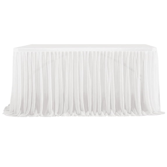 Tulle Table Skirt 75 cm x 122 cm White Polyester Ruffled Transparent Table Decoration for Wedding Birthday Banquet Events