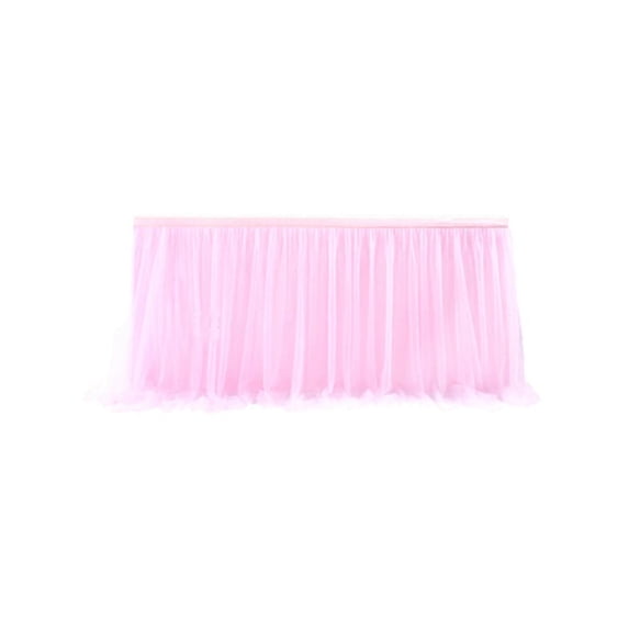 Tulle Table Skirt Table Cover Pink Birthday Wedding Decor Table Cloth Cake Dessert Arrangement (4ft