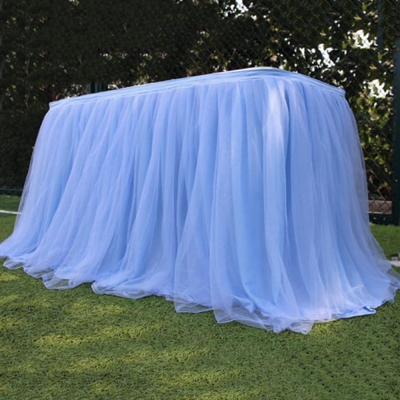 Tulle Table Skirt Tablecloth Tutu Table Skirting For Wedding Birthday Party Home Dessert Cake Table Decor (L 3(ft)*H 30in)