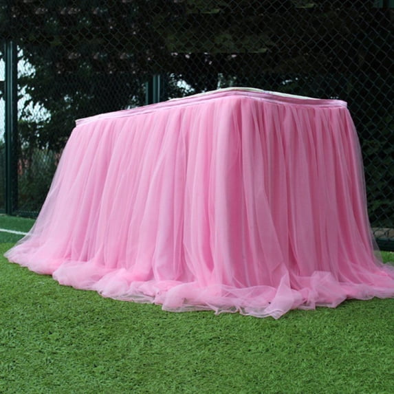 Tulle Table Skirt Tablecloth Tutu Table Skirting For Wedding Birthday Party Home Dessert Cake Table Decor (L 3(ft)*H 30in)