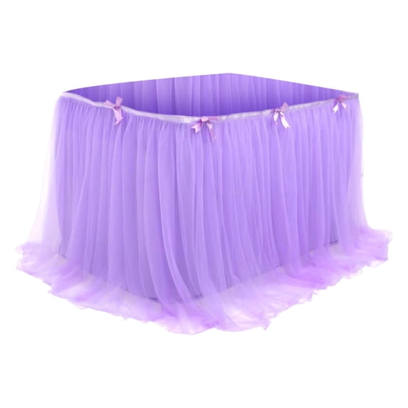 Tulle Table Skirts, Ongmies 1Pc Ruffle Tutu Table Cloth, Round Table Skirts Desk Skirt for Princess Girls Birthday Party Cake Dessert Decorations Table Skirt