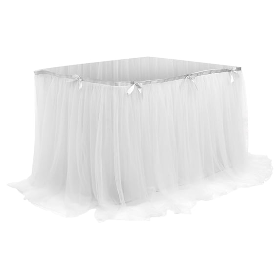 Tulle Table Skirts, Ongmies 1Pc Ruffle Tutu Table Cloth, Round Table Skirts Desk Skirt for Princess Girls Birthday Party Cake Dessert Decorations Table Skirt