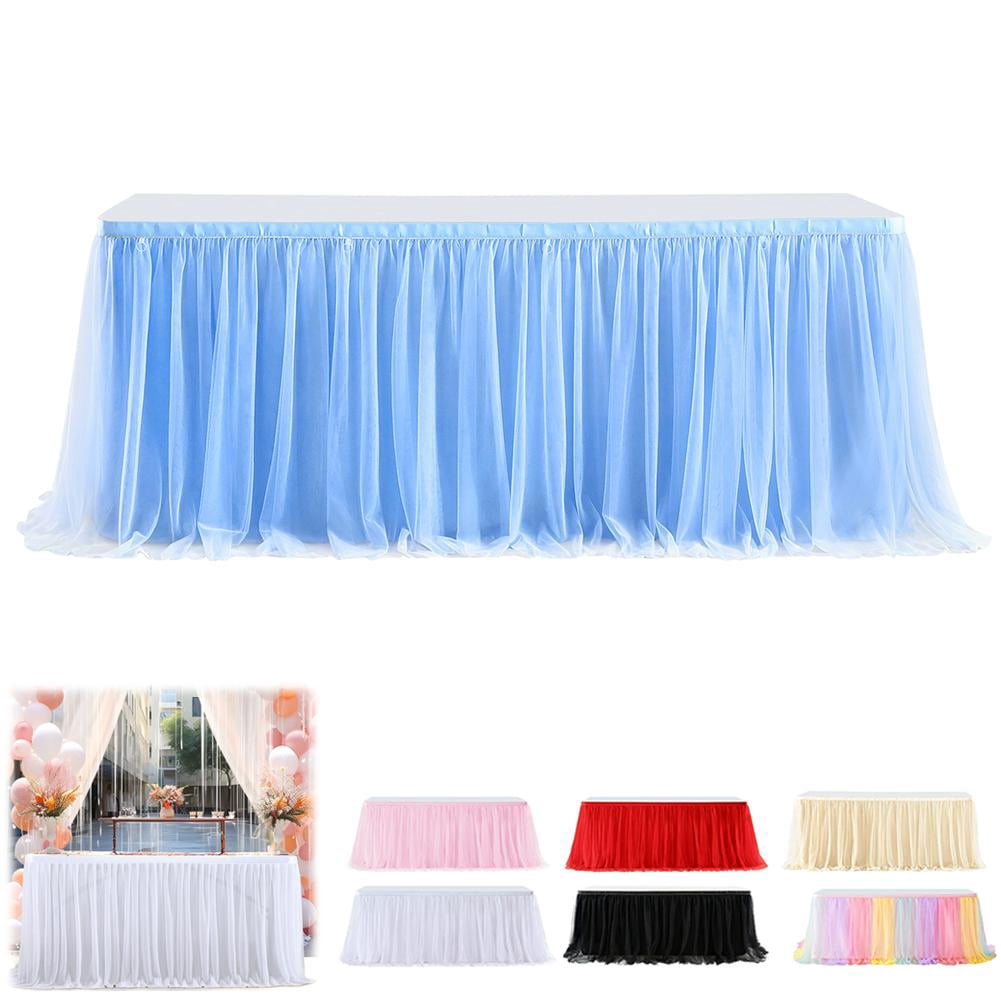 Table Strecth Rack Tulle Tablecloth for 9 Foot Rectangle Tables, Stretch Fitted TableSkirt ...