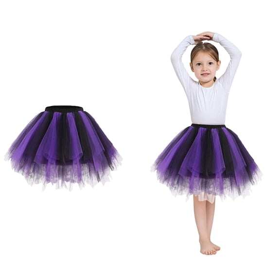 Tulle Tutu Skirt for Girls Layered Purple Tutu Elastic Waist Girls Ballet Tutu Thanksgiving Tutu 6-10 Years