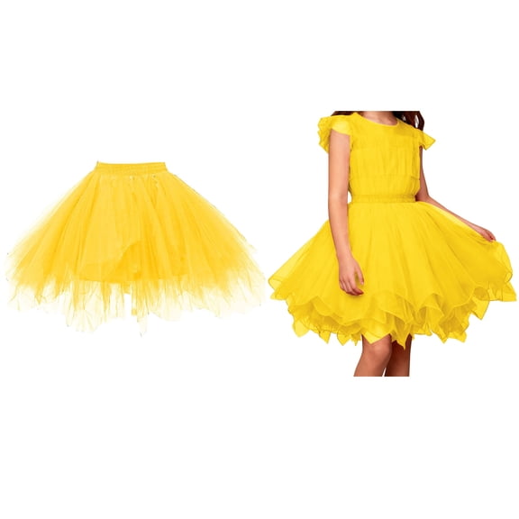 Tulle Tutu Skirt for Girls Layered Yellow Tutu Elastic Waist Ballet Dance Tutu Dress Girls Party Dress