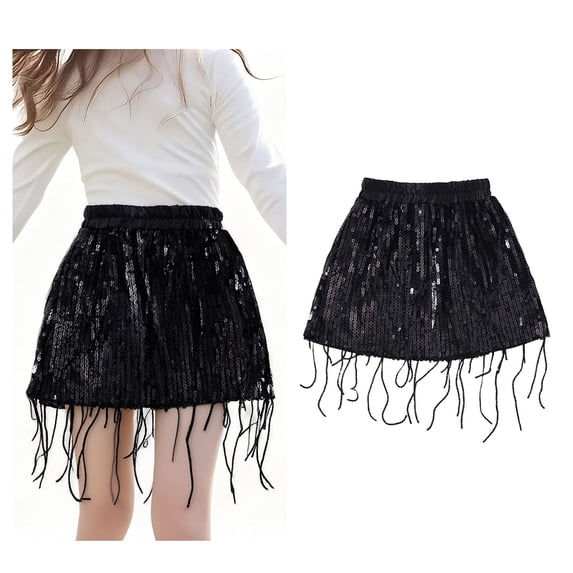 Tulle Tutu Skirt for Girls Layers Black Tutu Sparkly Sequin Skirt Elastic Waist Ballet Dress Thanksgiving Tutu 5-6 Years