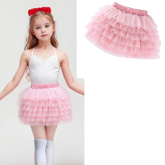 Tulle Tutu Skirt for Girls Layers Pink Tutu Elastic Waist Girls Ballet Tutu Summer Princess Party Dress 8-10 Years