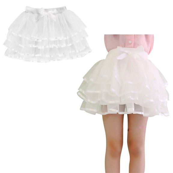 Tulle Tutu Skirt for Girls Layers White Tutu Elastic Waist Kids Ballet Skirt Thanksgiving Tutu 3-4 Years