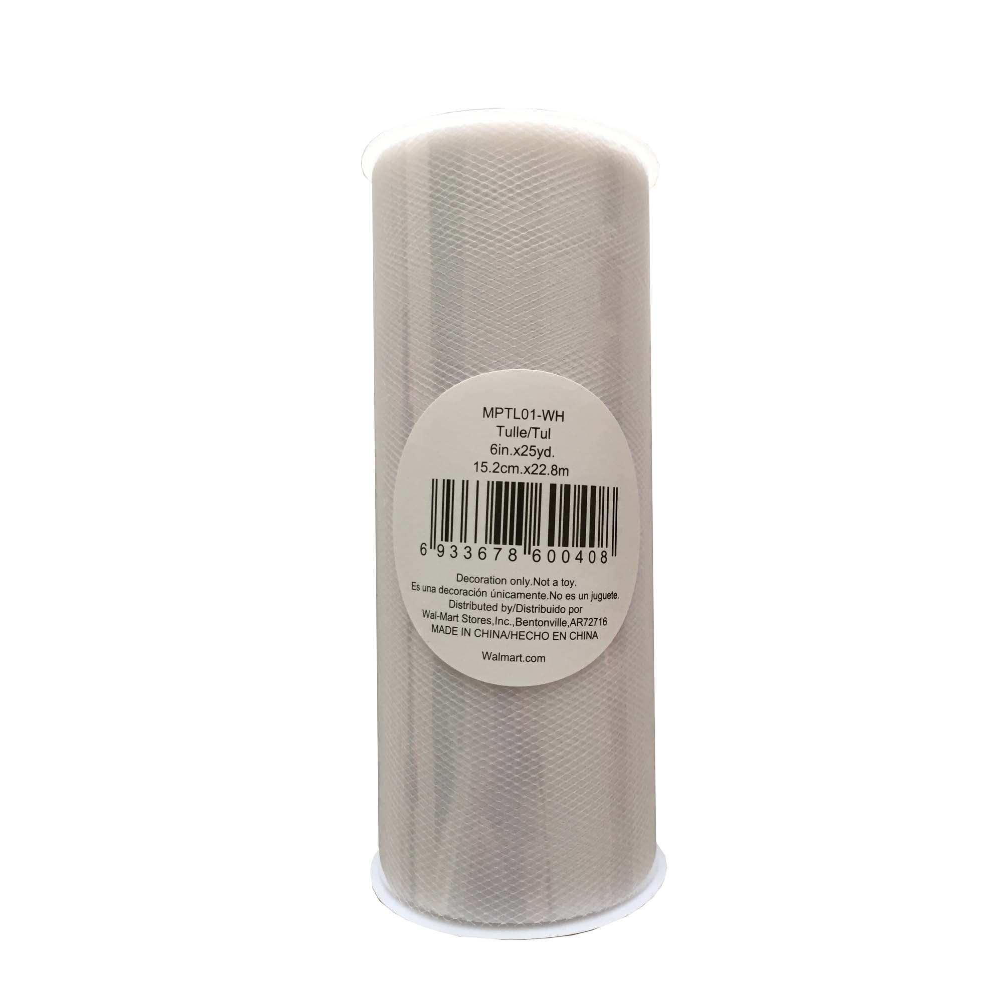 Fuzhou Unbrand 6" x 25 Yds White Matte Tulle, 100% Polyester by the Bolt.