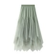 thumbnail image 1 of Tulles Midi Skirt for Women Women Irregular Long Skirts Elastic High Waist Mesh Maxi Skirt Green One Size, 1 of 6
