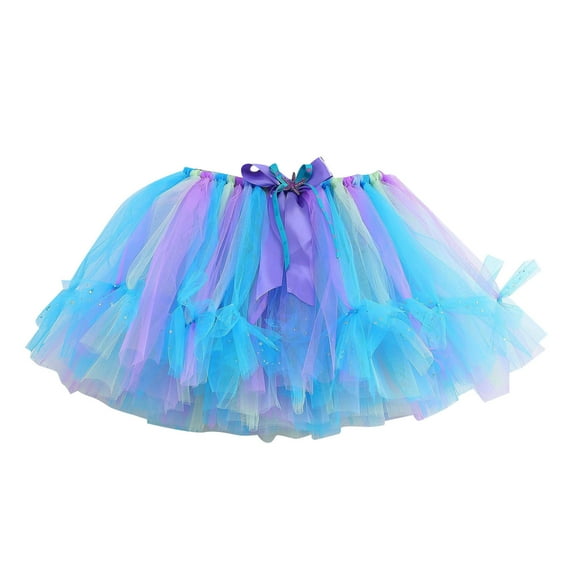 Tulles Skirts for Girls Tutus for Girls Layered Tulles, Teen Girl Short Skirt Colorful Skirts, Toddler Kids Ballets Tutus Dance Mesh Skirt Girls Layered Sequins Tutus Skirt Blue 6Y