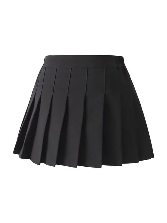 Tulles Skirts for Toddler Girls Girls' Cotton Pleated Skirt, Fashion Cute Skirts, Kids Mini Skirt with Shorts Solid A-Line Skirt Girls Ballets Tutus Skirt Black 8Y