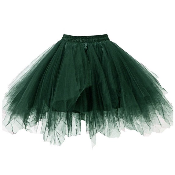 Tulles Skirts for Girls Short Asymmetrical Birthday Princess Skirt A-Line Mesh Layered Tutus Skirts Green 3-8Y