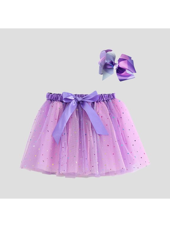 Tulles Tutus Skirt for Girls with Headband for Birthday Casual Cute Dance Party Mesh Mini Skirts Cute Ruffle Skirts for Teen Girls Purple 7Y