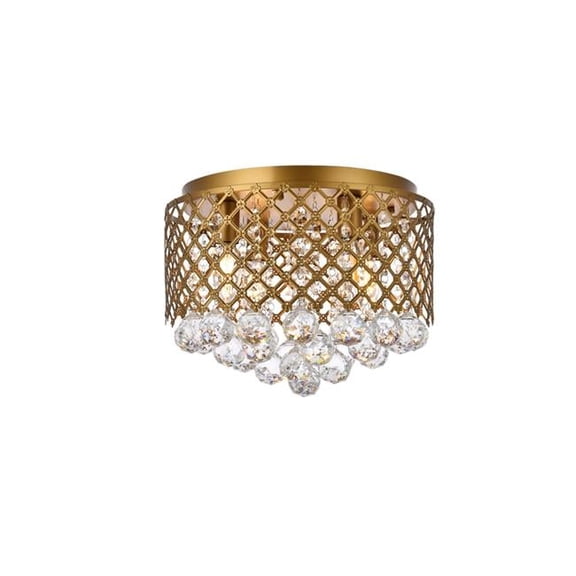 Tully 4 Lights Flush Mount, Brass & Clear