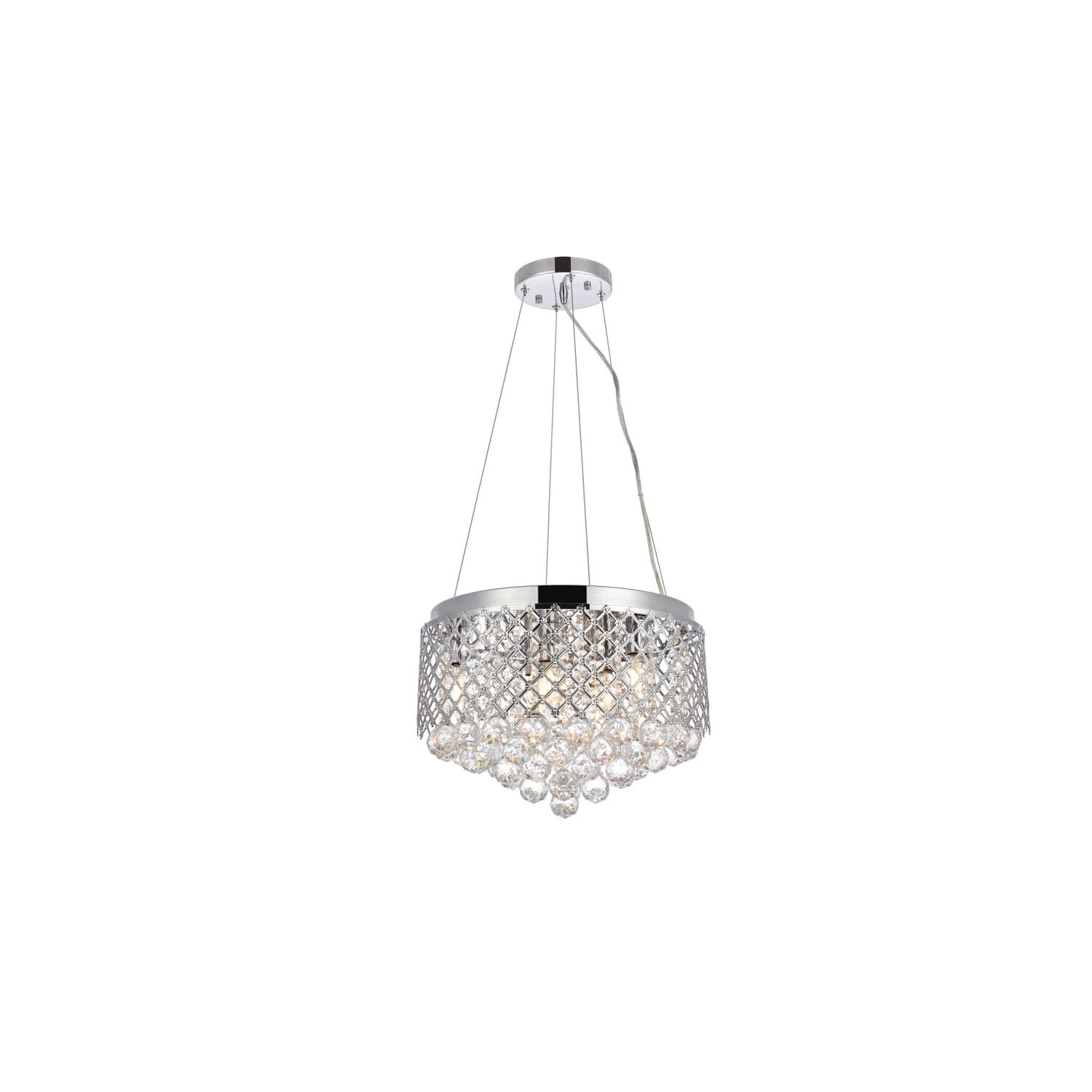 Elegant Chrome and Crystal Round Pendant Light