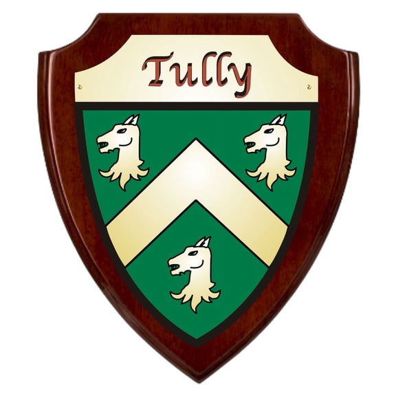Tully Irish Coat of Arms Shield Plaque - Rosewood Finish