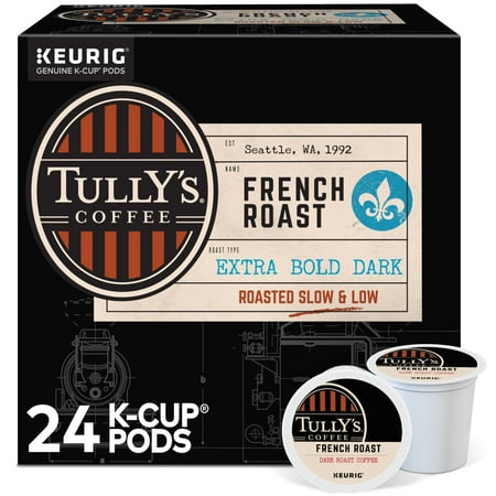 Tully's Coffee, French Roast Dark Roast K-Cup Coffee Pods, 24 Count