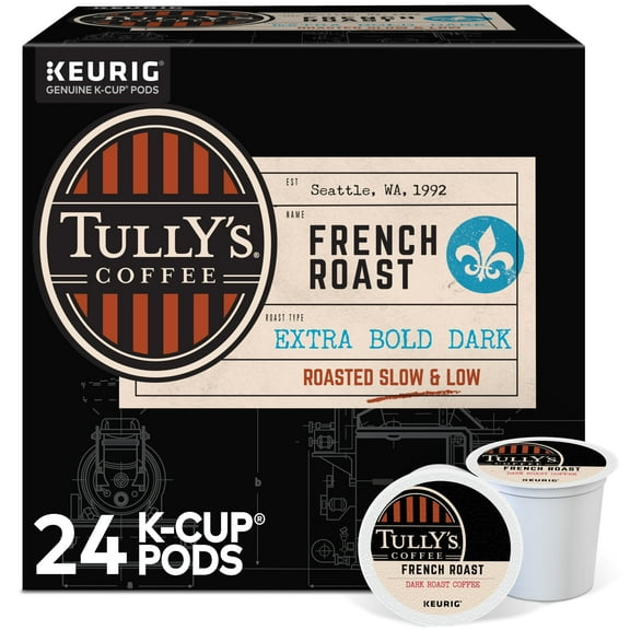 Tully's Coffee, French Roast Dark Roast K-Cup Coffee Pods, 24 Count