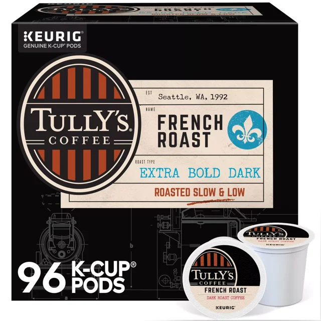 Tully's Coffee French Roast KCup Pods Dark Roast 96 Count