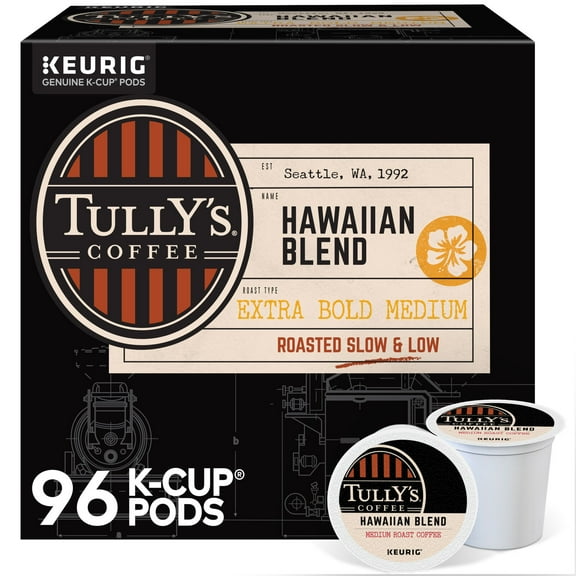 Tully's Coffee Hawaiian Blend 96 K-Cups, Medium Roast Coffee