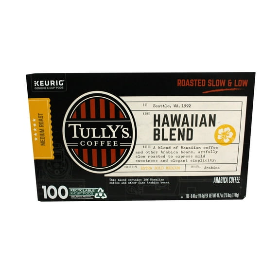 Tully's Coffee Hawaiian Blend K-Cup Arabica Coffee 100 Count
