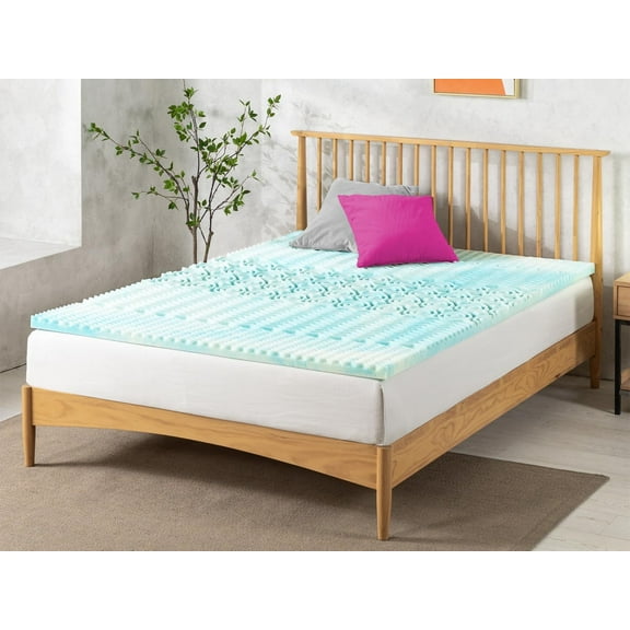 Tulo by Mattress Firm Gel Memory Foam Cooling Mattress Topper, 5-Zoned Pressure Relief and Ventilation, Cooling Gel Foam, 4" - Twin