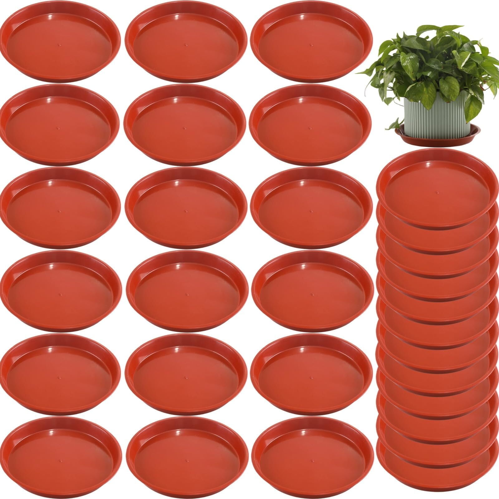 Uxcell Plant Pot Saucers 9 Inch, 3 Pack Plastic Round Plant Pot Flower Drip Tray, Green