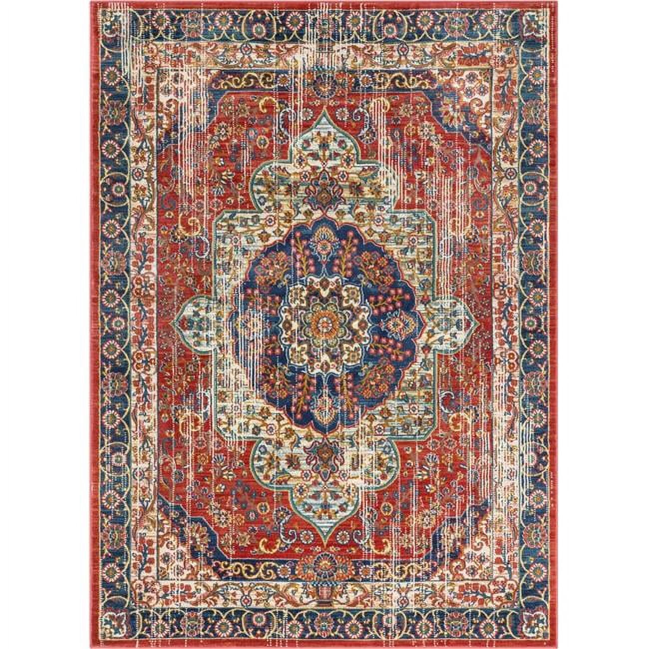 Tulsa Crimson Red Synthetic Rectangular 3'11" x 5'3" Area Rug