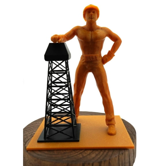 Tulsa Golden Driller Replica Statue, 7 Inch, Oil Worker Figurine, Route 66 Icon