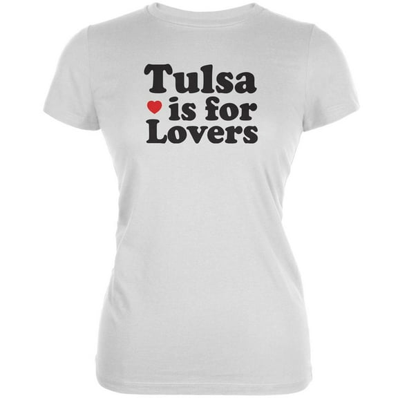 Tulsa Is For Lovers White Juniors Soft T-Shirt - Large