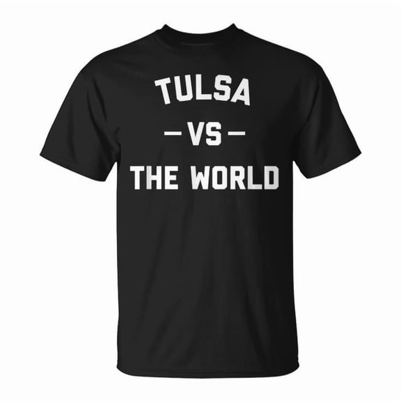 Tulsa Vs The World Graphic Cotton T-Shirt Unisex Adult Soft Breathable Tee Casual Wear Comfortable Everyday Outfit, Size 4XL, Color Black