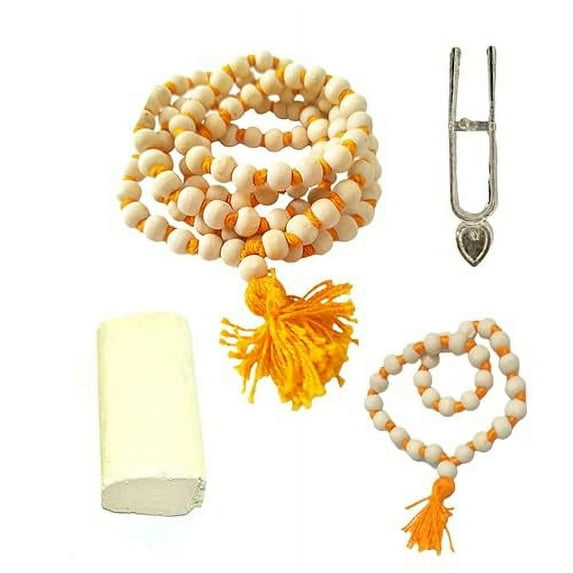 Tulsi Japa Mala 108 Beads l Original Tulsi Mala For Mantra Jap or Meditation Free Tulsi Mala Bracelet 27+1 Beads, Gopi Chandan or Shree Hari Tilak Stamp By Indian Collectible