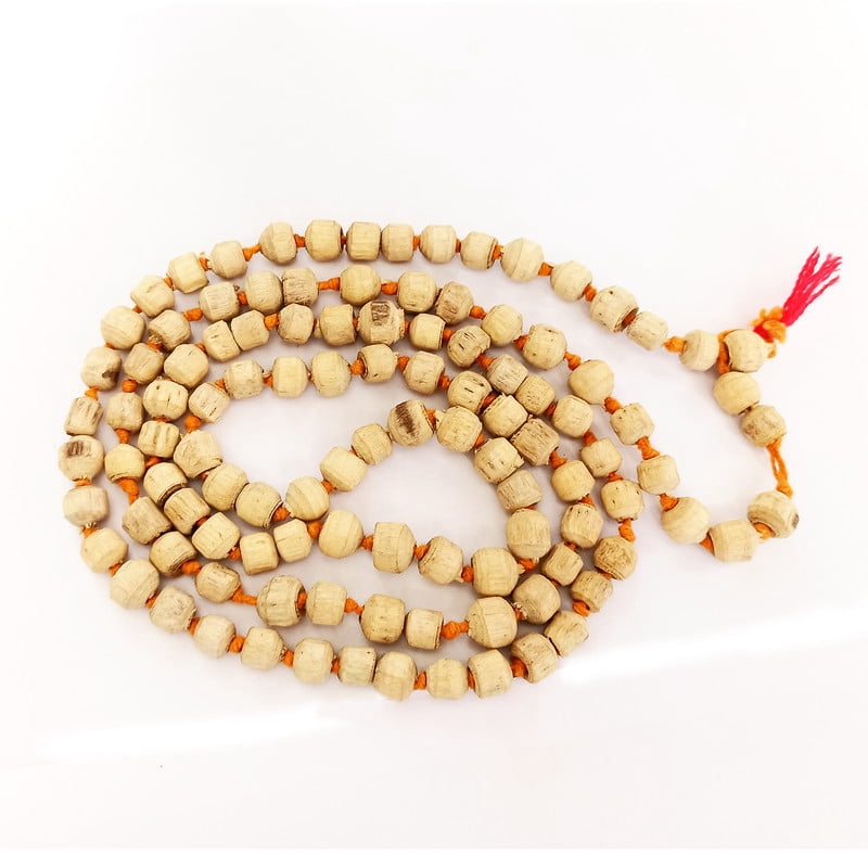 NAISHA Pack Of 2 Authentic Tulsi & Lotus Seed (Kamal Gatta) Mala Prayer Beads – Hand Knotted Necklace For Meditation, Puja & Spiritual Practice