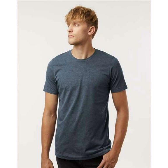 Tultex 602CVC Combed CVC T-Shirt-Heather Navy Blue-L