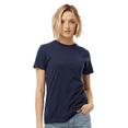 thumbnail image 1 of Tultex Fine Jersey Classic Fit T-Shirt, Women's Short Sleeve Ribbed Crewneck Navy Tee, L, 1 of 4