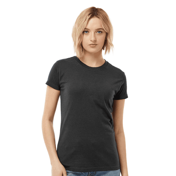 Tultex Fine Jersey Slim Fit T-Shirt for Women, Short Sleeve Crewneck Coal Tee, S