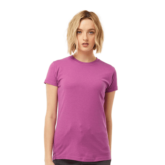 Tultex Fine Jersey Slim Fit T-Shirt for Women, Short Sleeve Crewneck Orchid Tee, M