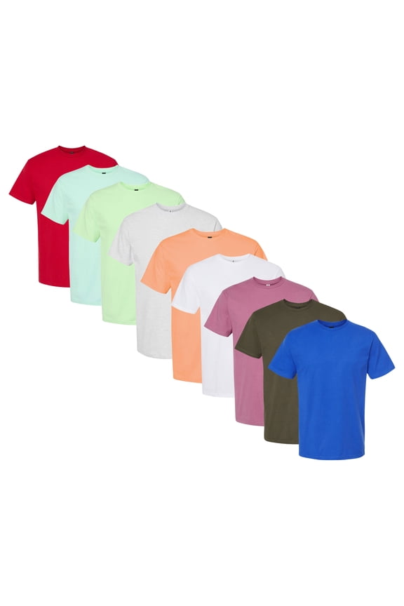 Heavyweight Men's Jersey T-Shirt, 100% Ring-Spun Cotton, Bulk Plain Solid Tees for Printing (Bright Color 9 Pack, S)